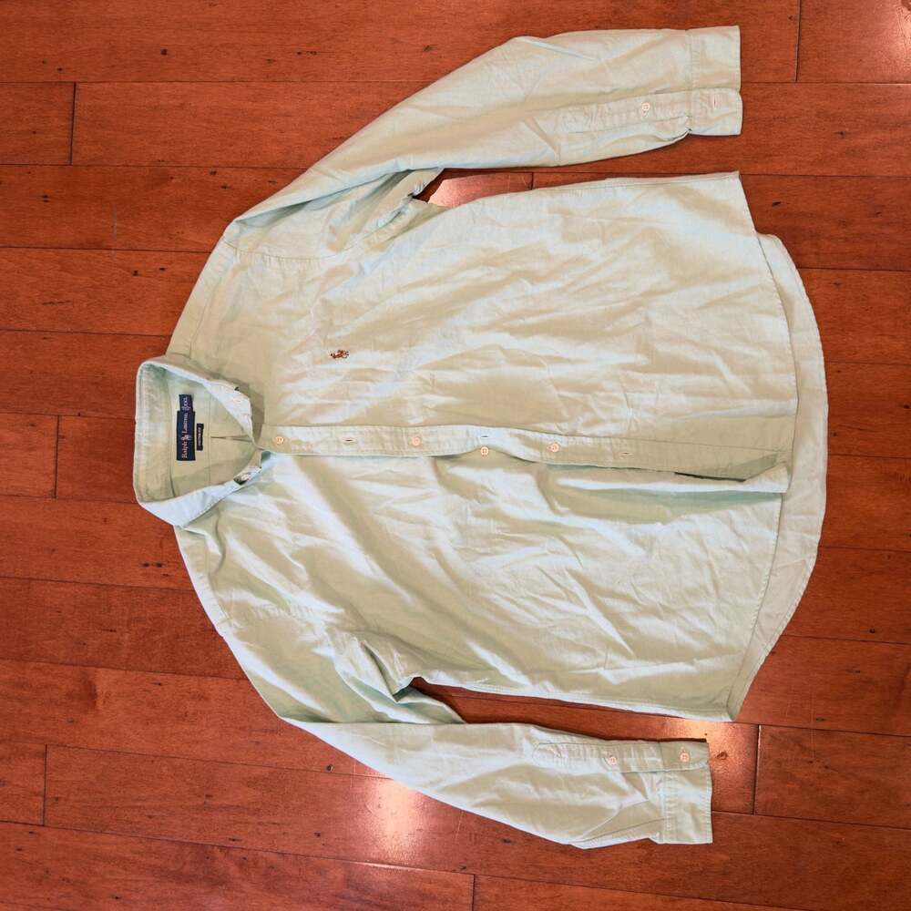 Vintage Ralph Lauren Blue Label Custom Fit Oxford Button-Down Mint Green XXXL